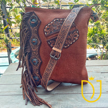 Load image into Gallery viewer, Wisteria Hand Tooled Leather Crossbody Purse