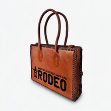 Load image into Gallery viewer, HLSR Genuine Leather Black Embroidered Whip Stitch Tote Bag