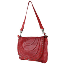 Load image into Gallery viewer, Venezia Italian leather crossbody purse in red with studded flap