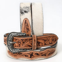 Load image into Gallery viewer, Round Top Hand Tooled Leather Belt