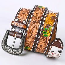 Load image into Gallery viewer, The Gambler Hand Tooled Leather Belt