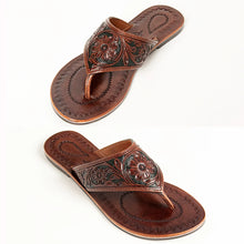 Load image into Gallery viewer, Blythe Island Hand Tooled Leather Sandals
