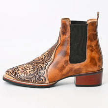 Load image into Gallery viewer, Wayland Hand Tooled Leather Booties