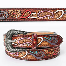 Load image into Gallery viewer, Paisley Hand Tooled Leather Belt