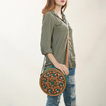 Load image into Gallery viewer, Emerald Basin Hand Tooled Leather Canteen Purse