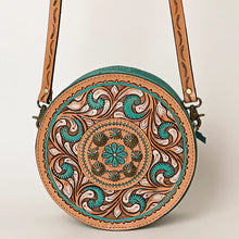 Load image into Gallery viewer, Emerald Basin Hand Tooled Leather Canteen Purse