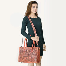 Load image into Gallery viewer, Persimmon Falls Hand Tooled Leather Tote Bag