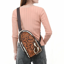 Load image into Gallery viewer, Wagon Wheel Hand Tooled Leather Sling Bag