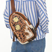 Load image into Gallery viewer, Western Wildflower Hand Tooled Leather Sling Bag