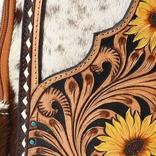 Load image into Gallery viewer, Sunny Sunflower Hand Tooled Leather Sling Bag