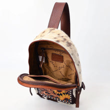 Load image into Gallery viewer, Sunny Sunflower Hand Tooled Leather Sling Bag