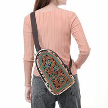 Load image into Gallery viewer, Western Blossom Hand Tooled Leather Sling Bag
