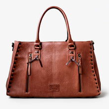 Load image into Gallery viewer, HLSR Genuine Leather Black Embroidered Tote Bag