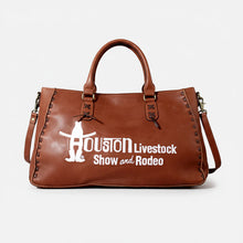 Load image into Gallery viewer, HLSR Genuine Leather White Embroidered Tote Bag