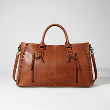 Load image into Gallery viewer, HLSR Genuine Leather White Embroidered Tote Bag