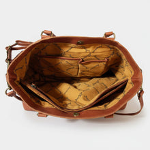 Load image into Gallery viewer, HLSR Genuine Leather White Embroidered Tote Bag