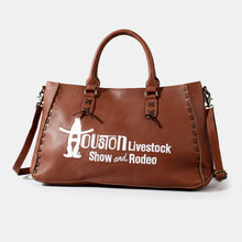 Load image into Gallery viewer, HLSR Genuine Leather White Embroidered Tote Bag