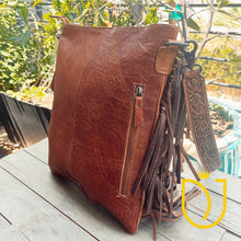 Load image into Gallery viewer, Wisteria Hand Tooled Leather Crossbody Purse