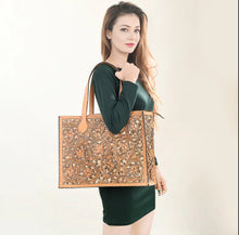 Load image into Gallery viewer, Lone Star Hand Tooled Leather Tote Bag