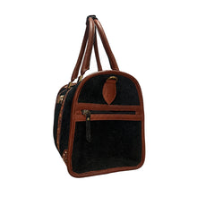 Load image into Gallery viewer, Josey black floral-embossed leather speedy bag with hand-tooled cognac trim and NFR charm