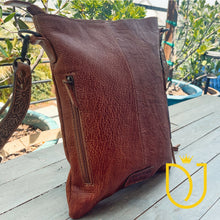 Load image into Gallery viewer, Wisteria Hand Tooled Leather Crossbody Purse