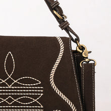 Load image into Gallery viewer, The Loretta Brown Suede Boot Stitch Crossbody Purse