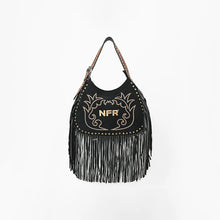 Load image into Gallery viewer, Dolly Official PRCA & NFR Licensed Collection®️ Embroidered Western Stitch Long Fringe Shoulder Hobo Bag