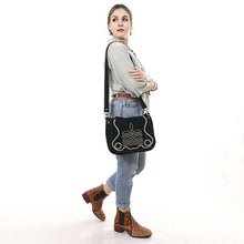 Load image into Gallery viewer, The Loretta Black Suede Boot Stitch Crossbody Purse