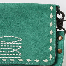 Load image into Gallery viewer, Victoria Suede Leather Boot Stitch Crossbody Wallet