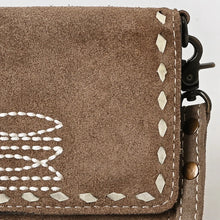 Load image into Gallery viewer, Victoria Suede Leather Boot Stitch Crossbody Wallet