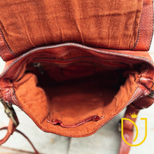 Load image into Gallery viewer, Inside the Washoe Lake crossbody purse: rust cotton twill lining with interior zip pocket