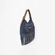 Load image into Gallery viewer, Dolly Official PRCA & NFR Licensed Collection®️ Embroidered Western Stitch Long Fringe Shoulder Hobo Bag
