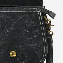 Load image into Gallery viewer, Delightra Official PRCA & NFR Licensed Collection®️ Genuine Leather Playing Card Motif Toolwork Accent Crossbody Bag