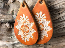 Load image into Gallery viewer, Caramel Boho Western Hand Tooled Leather Earrings