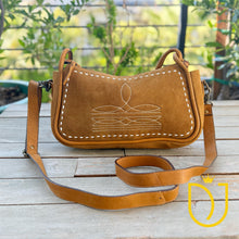 Load image into Gallery viewer, Emilie Caramel Genuine Suede Leather Western Boot Stitch Purse