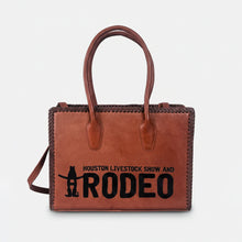 Load image into Gallery viewer, HLSR Genuine Leather Black Embroidered Whip Stitch Tote Bag