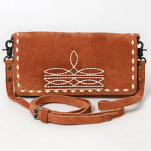 Load image into Gallery viewer, Victoria Suede Leather Boot Stitch Crossbody Wallet