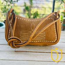 Load image into Gallery viewer, Emilie Caramel Genuine Suede Leather Western Boot Stitch Purse