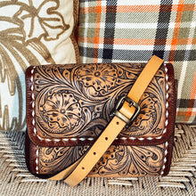 Load image into Gallery viewer, Sun Village Hand Tooled Leather Crossbody Purse