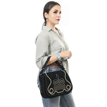 Load image into Gallery viewer, The Loretta Black Suede Boot Stitch Crossbody Purse