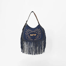 Load image into Gallery viewer, Dolly Official PRCA & NFR Licensed Collection®️ Embroidered Western Stitch Long Fringe Shoulder Hobo Bag
