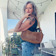 Load image into Gallery viewer, Emilie Caramel Genuine Suede Leather Western Boot Stitch Purse