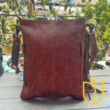 Load image into Gallery viewer, Wisteria Hand Tooled Leather Crossbody Purse
