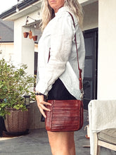 Load image into Gallery viewer, Model styling the Washoe Lake Italian leather crossbody bag