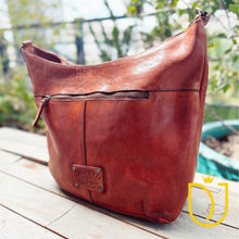 Load image into Gallery viewer, Apulia Cognac Italian Leather Shoulder Bag | Luxury Medium Leather Handbag with Zipper Closure