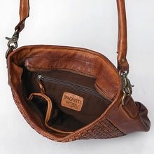 Load image into Gallery viewer, Modera Rustic Western Shoulder Bag | Basket Weave Italian-Style Full Grain Leather Purse | Handcrafted American Leather Crossbody