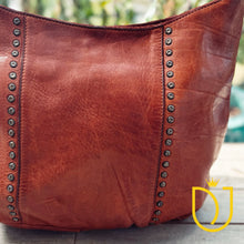 Load image into Gallery viewer, Apulia Cognac Italian Leather Shoulder Bag | Luxury Medium Leather Handbag with Zipper Closure