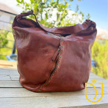 Load image into Gallery viewer, Milan Oversized Italian Leather Slouchy Hobo Bag | Luxury Full-Grain Leather Shoulder Purse with Organized Interior