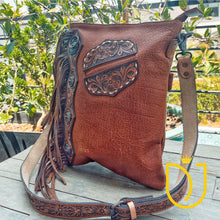Load image into Gallery viewer, Wisteria Hand Tooled Leather Crossbody Purse