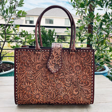 Load image into Gallery viewer, The Ghost Town Hand Tooled Leather Tote Bag